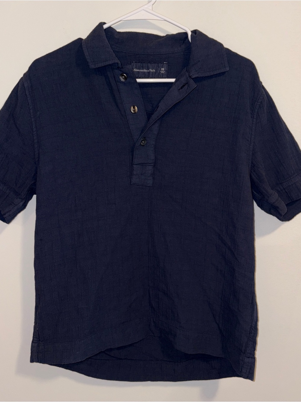 Abercrombie & Fitch Men's Dark Navy Button-Down Casual Shirt
